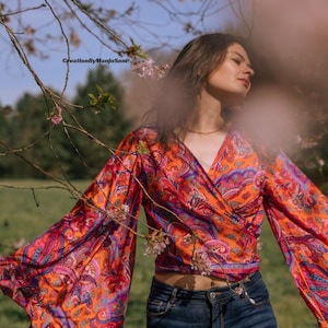 Recycled Silk Boho Wrap Blouse