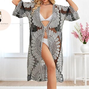 Lace Swim Kimono Cover Up